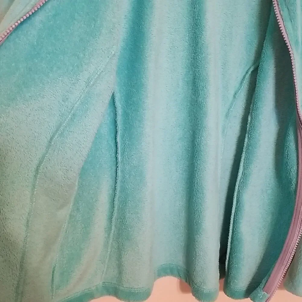 The North Face Girl's Teal Fleece Warm Cozy Zip Up Jacket Size Large (14/16)